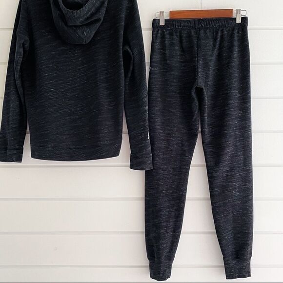 VS PINK RARE High Low Marl Grey Ombré Script Logo Hoodie & Joggers Matching Set - Picture 6 of 10